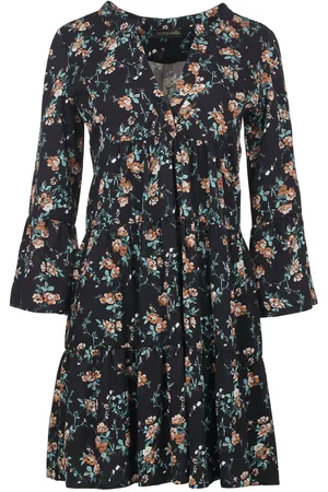 Conquista Womens Black A Line Dress with Bell Sleeves - Size Large