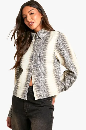 Boohoo Womens Mock Croc Denim Shirt - Cotton - Size 8 UK