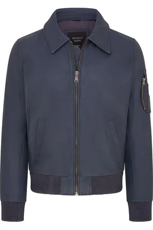 Infinity Mens Blue A2 Cowhide Bomber Jacket-Eura - Size X-Large