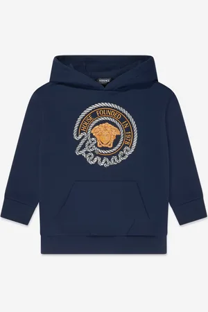 VERSACE Boys Nautical Medusa Hoodie in Navy - - Size 6Y