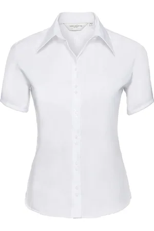 Russell Athletic Collection Womens/Ladies Ultimate Non-Iron Short-Sleeved Shirt Cotton - Size Medium