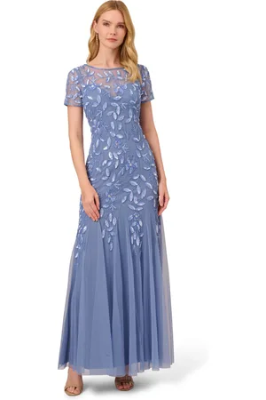 Adrianna Papell Womens Bead Long Dress With Godets - - Size 6 UK