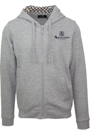Aquascutum Mens London Embossed Signature Logo Zip-Up Hoodie - Size Small
