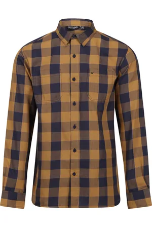 Regatta Mens Lance Checked Shirt (Navy/Umber) - - Size Small