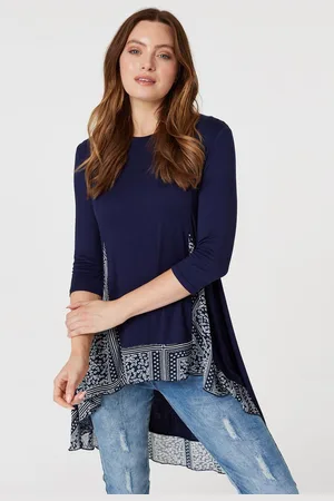 Izabel London Womens Border Print Drop Hem Tunic Top - Size 10 UK