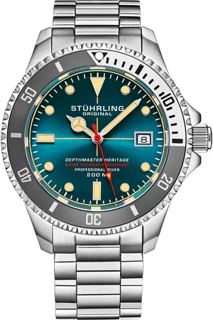 Stuhrling Mens Turquoise Swiss Automatic Depthmaster Heritage 42mm Diver - - One Size