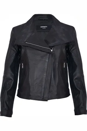 Infinity Womens Classic Shawl Wrap Biker Jacket - Morpeth - Lamb Leather - Size 20 UK
