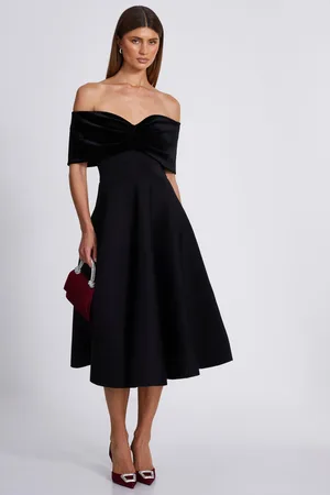 Quiz Womens Velvet Neckline Skater Dress - Size 18 UK