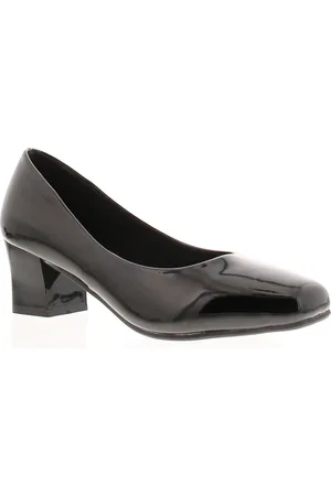 Comfort Plus Womens Shoes Court Wide Fit Carly Slip On black patent - - Size UK 6