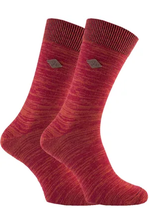 Farah 2 Pairs Mens 1920 Bright Colour Luxury Cotton Thin Casual Crew Socks - FNS008RDAP - - Size UK 6-11