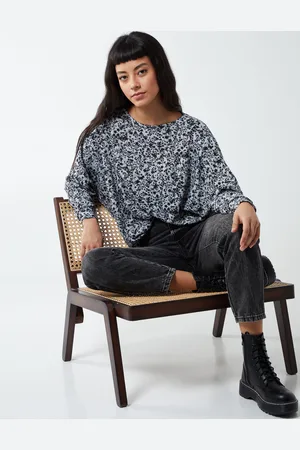 Blue Vanilla Womens Mini Floral Print Deep Hem Batwing Top - - Size Large