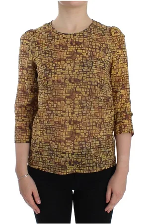 Dolce & Gabbana WoMens Multicolor Mosaic Print Silk Blouse T-shirt - material_silk - Size IT 38 (Womens)