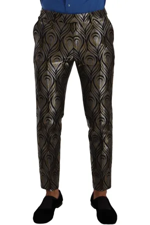 Dolce & Gabbana Mens Silver Gold Jacquard Dress Pants - - Size IT 48 (Men