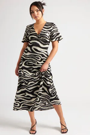 Urban Bliss Womens PATTERN ZEBRA EMPIRE MIDI DRESS - Size 12 UK