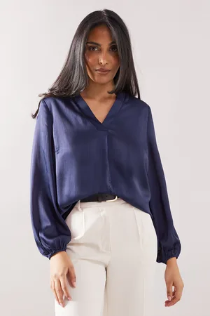 wallis Womens Petite Crinkle Satin Overhead Shirt - - Size 12 UK