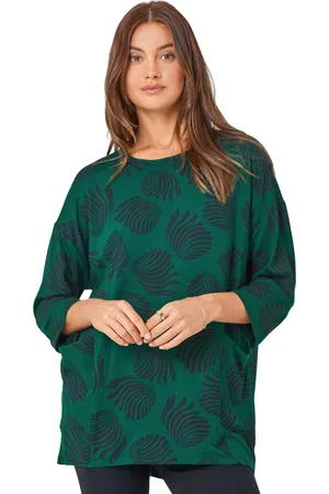 Roman Womens Abstract Print Pocket Tunic Stretch Top - Viscose - Size 10 UK