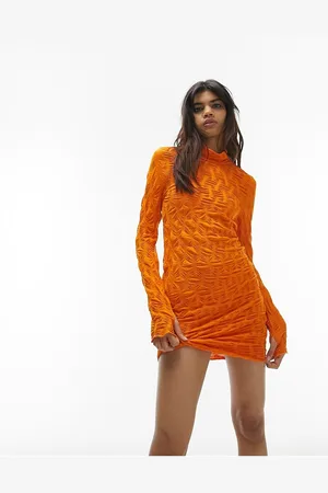 Topshop Womens textured jersey long sleeve mini dress in - Size Small