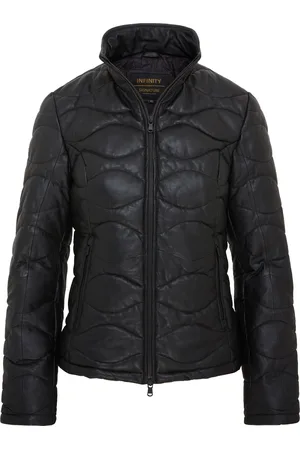 Infinity Womens Puffer Quilted Bomber Jacket - Hamar Lamb Leather - Size 2XL