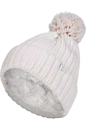Heat Holders Womens Ladies Ribbed Cuffed Thermal Insulated Winter Pom Pom Bobble Hat - - One Size