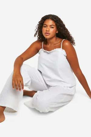 Boohoo Womens Plus Cotton Poplin Strappy Pinstripe Cami And Trouser Pyjama Set - - Size 16 UK