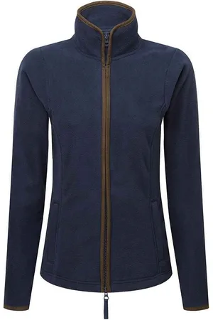 Premier Womens/Ladies Artisan Contrast Trim Fleece Jacket (Navy/Brown) - - Size Large