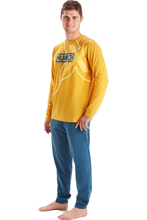Munich Mens Winter pajamas long sleeve round neck MU1 men - - Size Large
