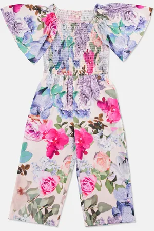 Angel & Rocket Girls Gracie Shirred Print Jumpsuit - - Size 2Y