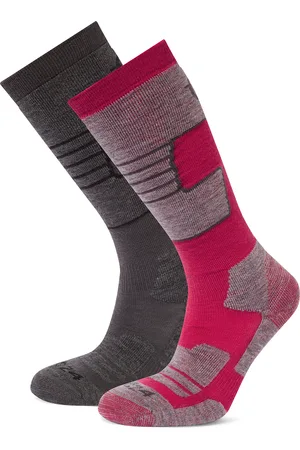 Tog 24 Linz 2 Pack Womens Ski Socks Marl/Dark Pink Wool - Size Medium