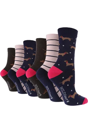 Wild Feet Womens 6 Pack Ladies Fun Design Socks