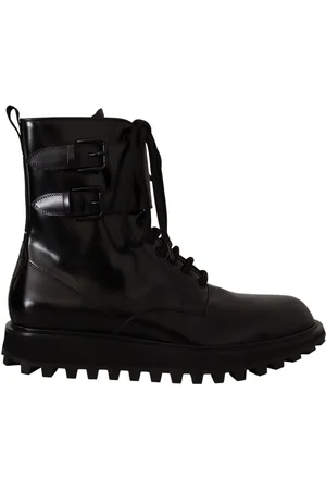 Dolce & Gabbana Mens Leather Combat Lace Up Boots Shoes Calf Leather - Size EU 40
