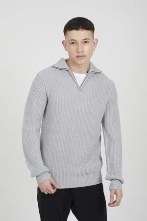 Brave Soul Mens Quarter Zip Funnel Neck Knit Jumper - Size X-Large
