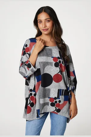 Izabel London Womens Abstract Print Oversize Jumper - Size 10 UK
