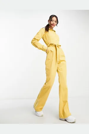 ASOS Womens long sleeve twill boilersuit with collar in Cotton - Size 6 UK