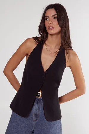 NASTY GAL Womens Essentials Tailored Button Front Vest - - Size 16 UK