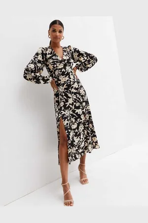 Gini London Womens Long Sleeves Flare Midi Dress - - Size 10 UK