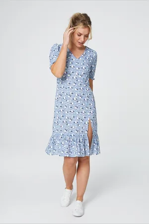 Izabel London Womens Bird Print Short Sleeve Tea Dress - - Size 8 UK