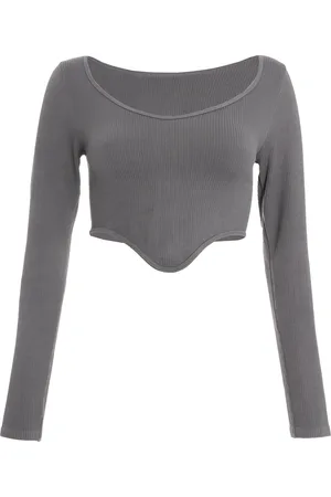 Quiz Womens Ribbed Crop Top Nylon - Size Large