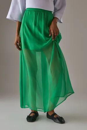 warehouse Womens Chiffon High Waisted Short Lining Maxi Skirt - - Size 10 UK