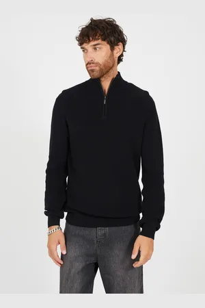 Brave Soul Mens Cotton Zip Through Funnel Neck Knit Jumper - Size X-Large