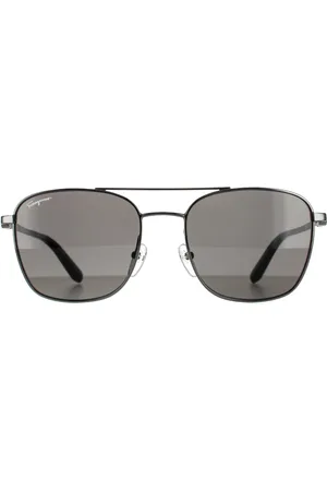 Salvatore Ferragamo Aviator Mens Dark Gunmetal Smoke Sunglasses - One Size