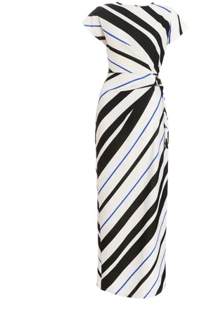 Quiz Womens Black Stripe Tie Belt Midaxi Dress - - Size 12 UK