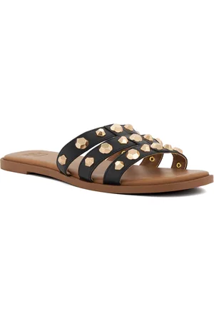 Dune Womens Ladies Little - Stud-Strap Flat Sandals - Leather (archived) - Size UK 3