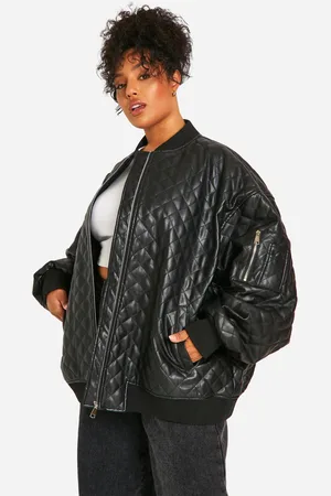 Boohoo Womens Plus Quilted Oversized Bomber Jacket - - Size 26 UK
