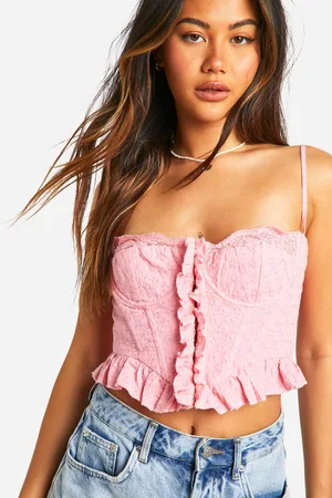 Boohoo Womens Broderie Frill Hem Corset - - Size 14 UK