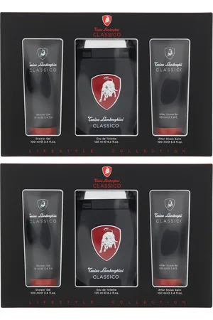 AUTOMOBILI LAMBORGHINI Mens Classico Eau De Toilette 125ml, Shower Gel + Aftershave Balm Set x 2 - - One Size