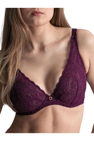 Aubade Womens Rosessence Comfort Triangle Plunge Bra Berry - Polyamide - Size 34E