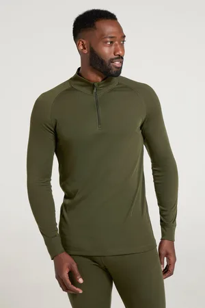 Mountain Warehouse Mens Talus Zip Neck Long-Sleeved Thermal Top ( Green) - Size 3XL