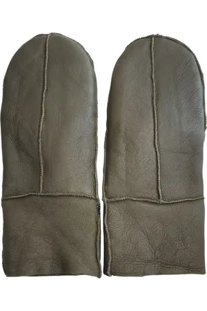 Infinity Unisex Womens Green Genuine Real Sheepskin Mittens Warm Gloves - - Size Large