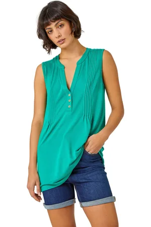 Roman Womens Sleeveless Button Detail Vest - viscose - Size 10 UK