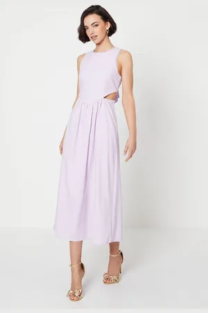 Oasis Womens Cut Out Tie Back Midaxi Dress - Cotton - Size 16 UK